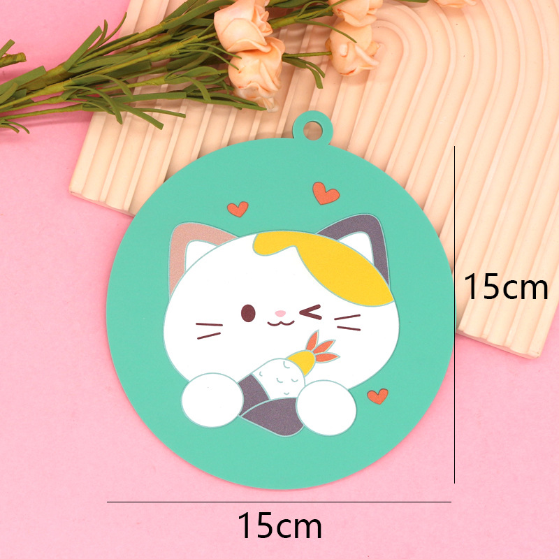Large Square Green Heart-Shaped Cat Coaster